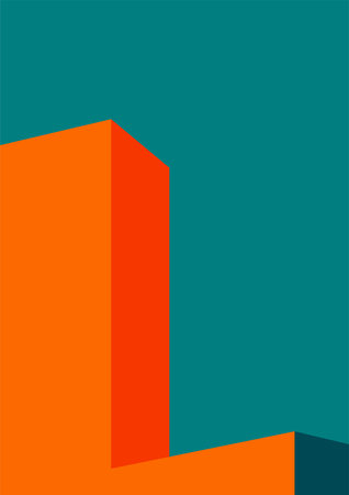 geometric architecture background with minimal design on tone color background. Geometric elements with abstract modern wall decoration. vector illustrationのイラスト素材