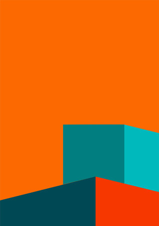 geometric architecture background with minimal design on tone color background. Geometric elements with abstract modern wall decoration. vector illustrationのイラスト素材