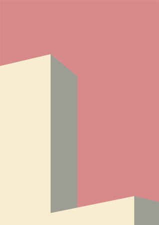 geometric architecture background with minimal design on tone color background. Geometric elements with abstract modern wall decoration. vector illustrationのイラスト素材