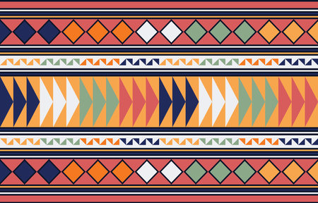 Abstract Seamless Ethnic Akha Embroidered fabric Pattern design for textile, clothes, background pattern, texture and furniture ornament print for carpet, wallpaper,のイラスト素材