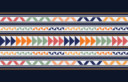 Abstract Seamless Ethnic Akha Embroidered fabric Pattern design for textile, clothes, background pattern, texture and furniture ornament print for carpet, wallpaper,のイラスト素材