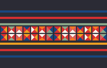 Abstract Seamless Ethnic Akha Embroidered fabric Pattern design for textile, clothes, background pattern, texture and furniture ornament print for carpet, wallpaper,のイラスト素材
