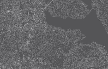 japan city map. vector illustration with black background, white outline, scene with japan city, town, road, street, map urban, location, landmark, transportation. design for printの写真素材