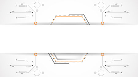 white grey polygon technology background abstract. technology with line digital color grey, orange, dot, hi-tech, vector. polygon technological for web banner, background, object.のイラスト素材