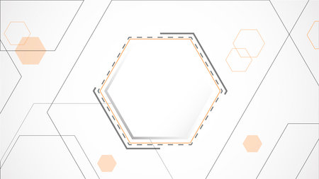white grey polygon technology background abstract. technology with line digital color grey, orange, dot, hi-tech, vector. polygon technological for web banner, background, object.のイラスト素材
