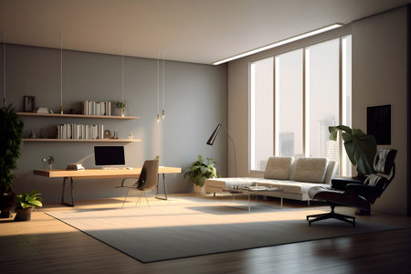 interior office room furniture generativeAI. home house design modern minimal