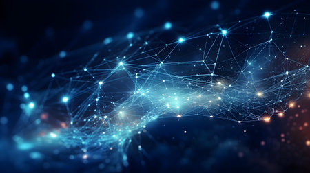 technology futuristic Network connection concept with connecting glowing dots and lines circuit...