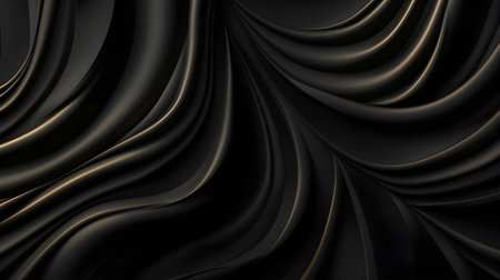 black luxury abstract background with lines and waves golden elegant texture backdrop generative Ai. wavy metallic dark light element illustration graphic gold art decoration premium shape.の写真素材