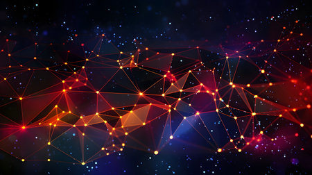 technology futuristic Network connection concept with connecting glowing dots and lines circuit background generative Ai. tech future modern connect communication business design web line.の写真素材