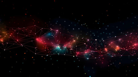 technology futuristic Network connection concept with connecting glowing dots and lines circuit background generative Ai. tech future modern connect communication business design web line.の写真素材