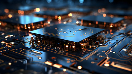 technology futuristic Network connection concept with connecting glowing dots and lines circuit...