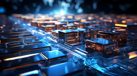 technology futuristic Network connection concept with connecting glowing dots and lines circuit background generative Ai. tech future modern connect communication business design web line.の写真素材