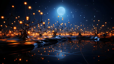 technology futuristic Network connection concept with connecting glowing dots and lines circuit...