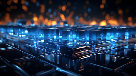 technology futuristic Network connection concept with connecting glowing dots and lines circuit background generative Ai. tech future modern connect communication business design web line.の写真素材