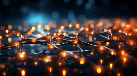 technology futuristic Network connection concept with connecting glowing dots and lines circuit background generative Ai. tech future modern connect communication business design web line.の写真素材