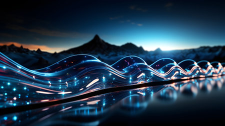 technology futuristic Network connection concept with connecting glowing dots and lines circuit background generative Ai. tech future modern connect communication business design web line.の写真素材