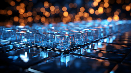 technology futuristic Network connection concept with connecting glowing dots and lines circuit background generative Ai. tech future modern connect communication business design web line.の写真素材