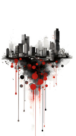 architecture abstract cityscape buildings with skyscrapers generative AI. urban background modern design structure construction exterior city illustration architectural facade window downtown.の写真素材