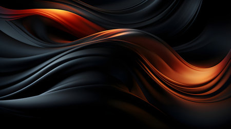 black luxury abstract background with lines and waves golden elegant texture backdrop generative Ai. wavy metallic dark light element illustration graphic gold art decoration premium shape.の写真素材