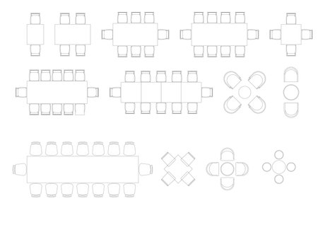 furniture icon interior plan view, top set vector. architecture house table line, home, outline, apartment, collection, isolated, layout, design, project, blueprint.のイラスト素材