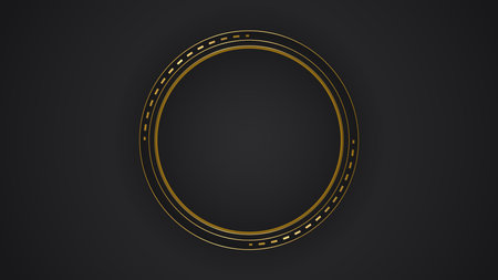 black luxury abstract background with circle line and golden elegant texture backdrop vector.のイラスト素材