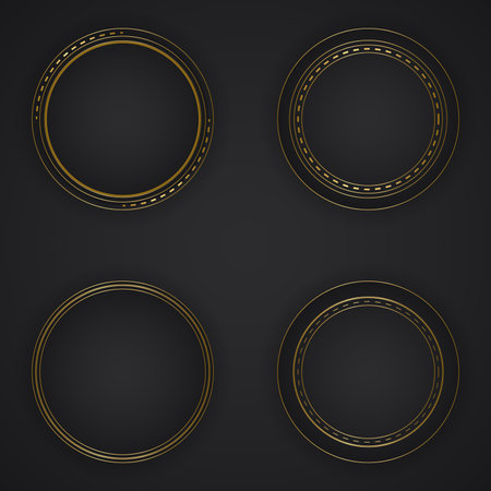 black luxury abstract background with circle line and golden elegant texture backdrop vector.のイラスト素材