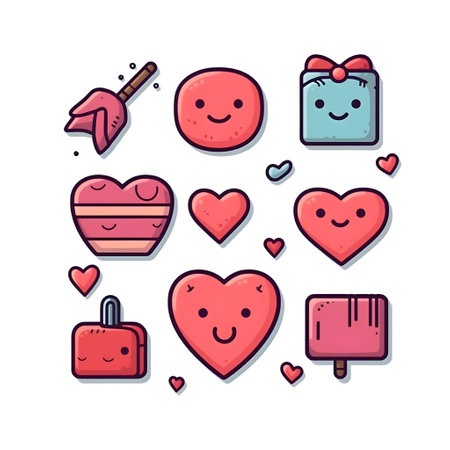 valentine day heart element love happy celebration pink template generative Ai. valentine heart romantic design holiday background illustration greeting romance banner card. valentines elementの写真素材