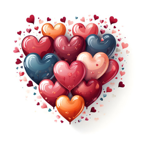 valentine day heart element love happy celebration pink template generative Ai. valentine heart romantic design holiday background illustration greeting romance banner card. valentines elementの写真素材