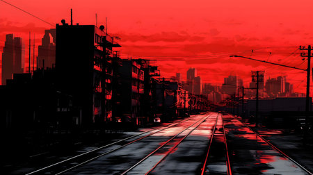 architecture abstract cityscape buildings with skyscrapers generative AI.