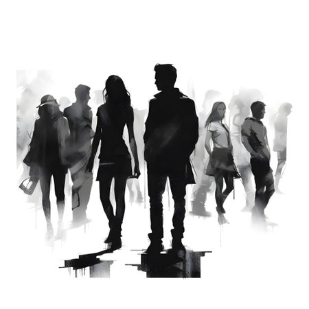 people silhouette isolated human person male female business black generative Ai. silhouette people group team illustration community crowd background young white businessman silhouette activity.の写真素材