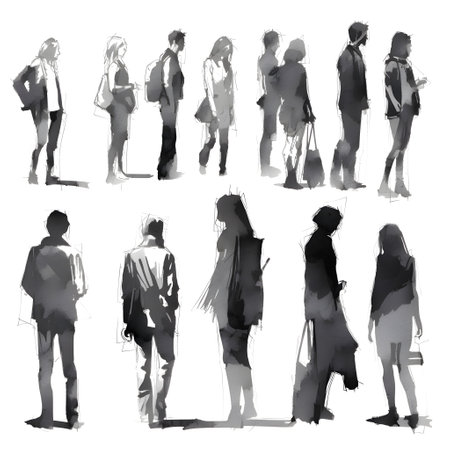 people silhouette isolated human person male female business black generative Ai. silhouette people group team illustration community crowd background young white businessman silhouette activity.の写真素材