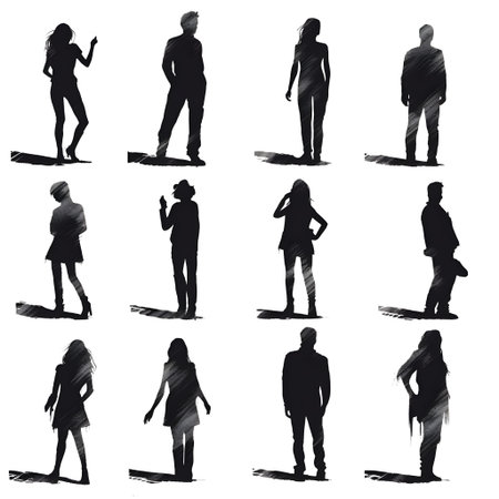 people silhouette isolated human person male female business black generative Ai. silhouette people...