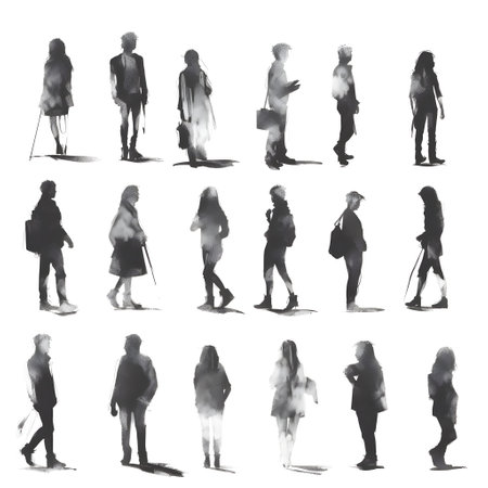 people silhouette isolated human person male female business black generative Ai. silhouette people group team illustration community crowd background young white businessman silhouette activity.の写真素材