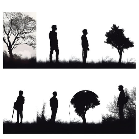 people silhouette isolated human person male female business black generative Ai. silhouette people group team illustration community crowd background young white businessman silhouette activity.の写真素材