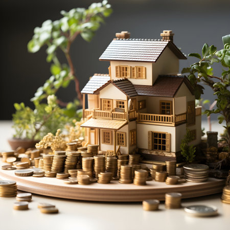 investment house coin property money mortgage loan building home background business estate finance white model currency bank financial cash housing residential real banking sale concept growth.の写真素材