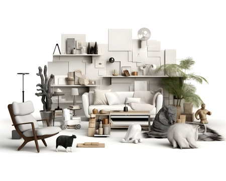 interior design concept home modern architecture furniture object idea generative Ai. interior room house decoration apartment background style illustration project creative. interior architect.の写真素材