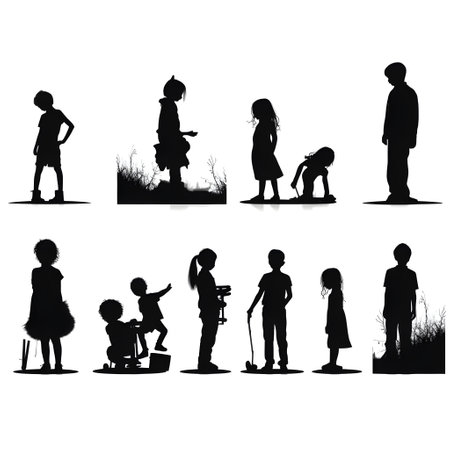 people silhouette isolated human person male female business black generative Ai. silhouette people group team illustration community crowd background young white businessman silhouette activity.の写真素材