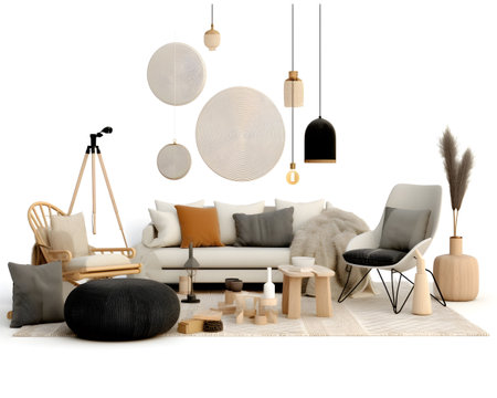 interior design concept home modern architecture furniture object idea generative Ai. interior room house decoration apartment background style illustration project creative. interior architect.の写真素材