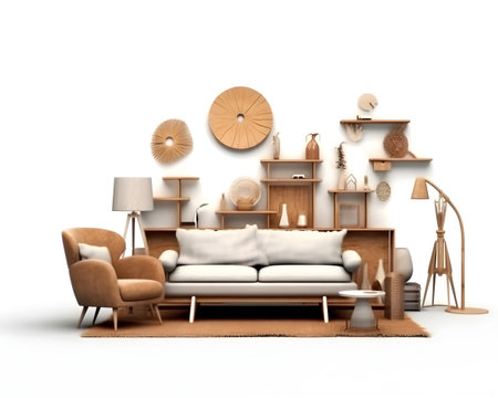 interior design concept home modern architecture furniture object idea generative Ai. interior room house decoration apartment background style illustration project creative. interior architect.の写真素材