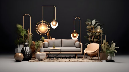 interior design concept home modern architecture furniture object idea generative Ai. interior room...