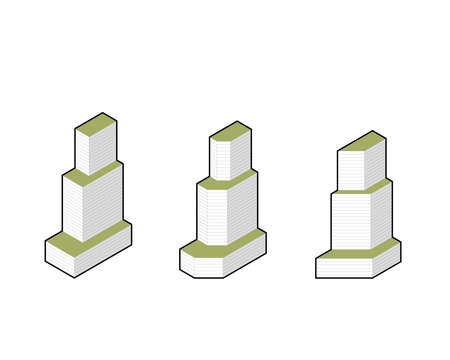 isometric tower building city skyscraper town apartment estate cityscape vector. isometric set architecture illustration urban design office modern construction business street. isometric building.のイラスト素材