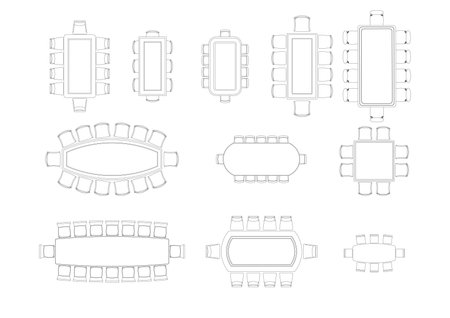 furniture icon interior plan view top set vector. architecture house table line home outline apartment collection isolated layout design project blueprint.のイラスト素材