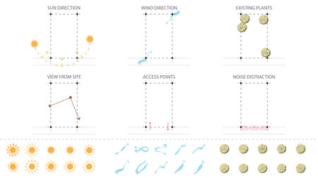 architecture site analysis symbol icon element drawing graphic flat isolated vector.のイラスト素材