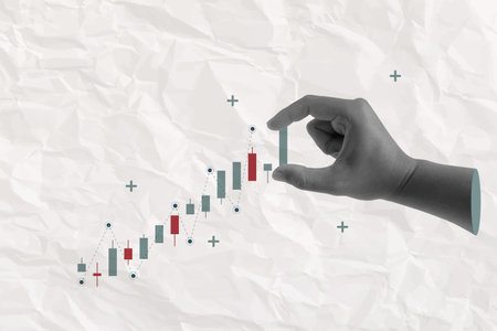 business graph chart finance stock market collage hand halftone trendy.のイラスト素材