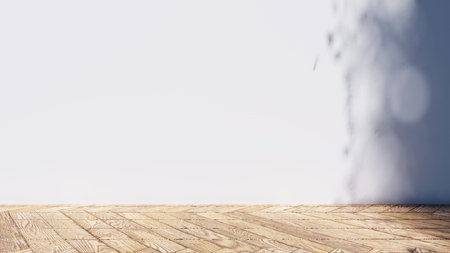 shadow overlay wall texture sunlight leaf shade abstract 3d render. shadows light nature plant leaves branch tree foliage design backdrop. wallpaper mockup background white effect minimal natural.の写真素材