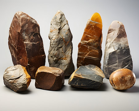 stone rock object isolated background nature texture shape rough design. stone set boulder gray...
