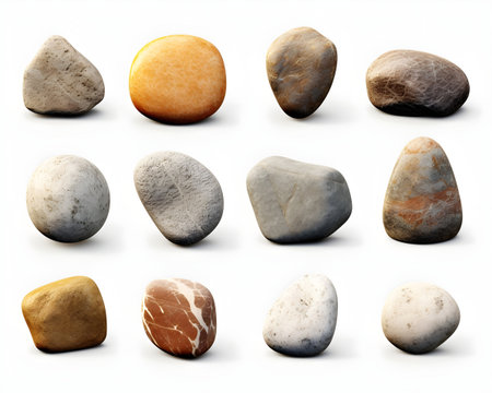 stone rock object isolated background nature texture shape rough design. stone set boulder gray natural white mineral hard textured granite material. rock 3d concept pebble closeup geology big grey.の写真素材