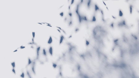 shadow overlay wall texture sunlight leaf shade abstract 3d render. shadows light nature plant leaves branch tree foliage design backdrop. wallpaper mockup background white effect minimal natural.の写真素材