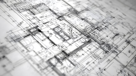Technical construction blueprint in black and white lines. plan for building architecture and engineering design.の写真素材