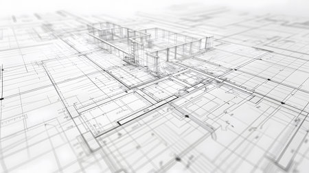 Technical construction blueprint in black and white lines. plan for building architecture and engineering design.の写真素材